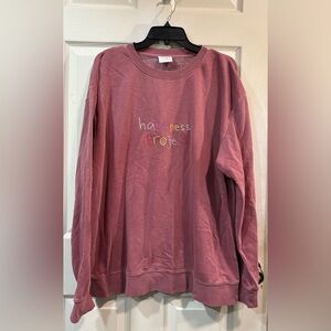 Happiness Project Rose Logo Oversized Crewneck Sweatshirt, size Large XL